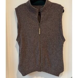 Orvis Wool Zip Sweater Vest Size L Grandpa Core Dark Academia Heritage Chunky